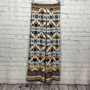 Earthbound Trading Co Pants Womens Size S Tribal Print Wide Leg Festive Boho NWT